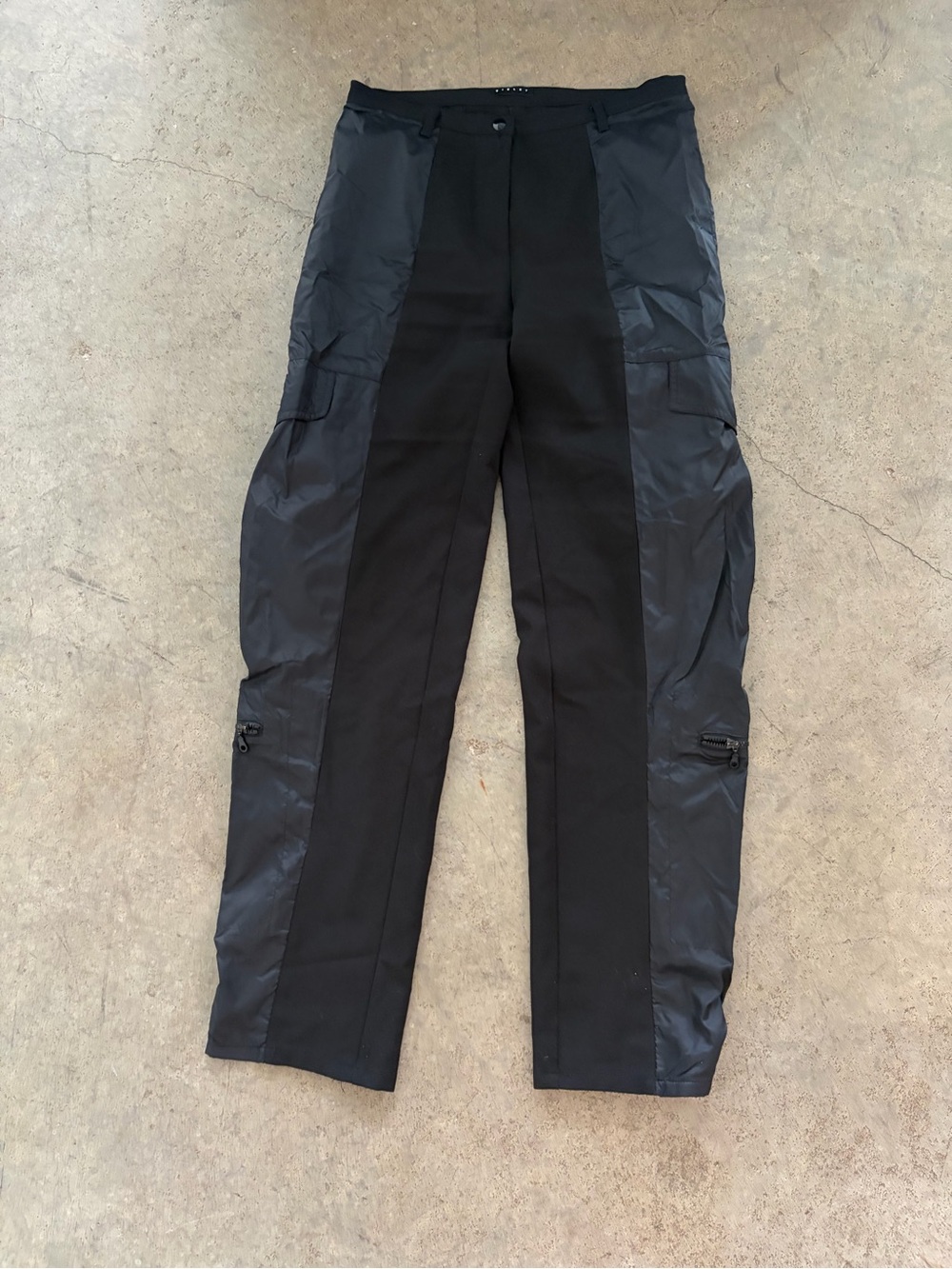 Women's Black Mixed-Material Cargo Pants